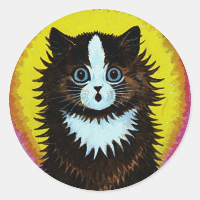 Rond Sticker pour chats psychédélique Louis Wain (Devant)