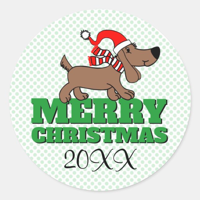 Rond Sticker pour chien de Noël Joyeux 3 pouces (feuill (Devant)
