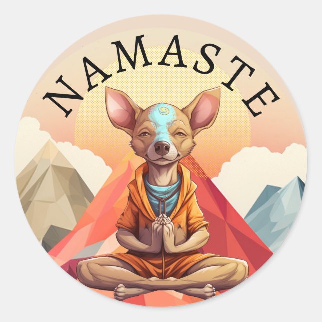 Rond Sticker pour chien de Yoga Namaste (Devant)