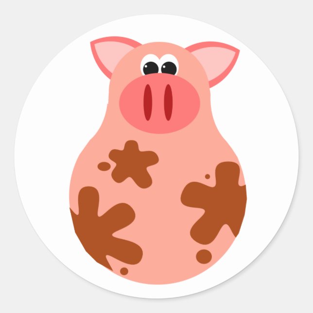 Rond Sticker pour cochon amusant (Devant)
