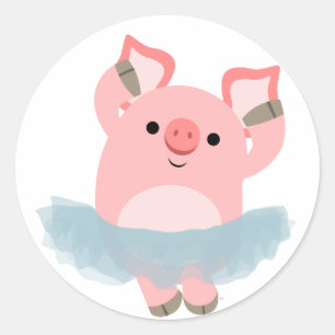 Rond Sticker pour cochon Ballerina Carton mignon