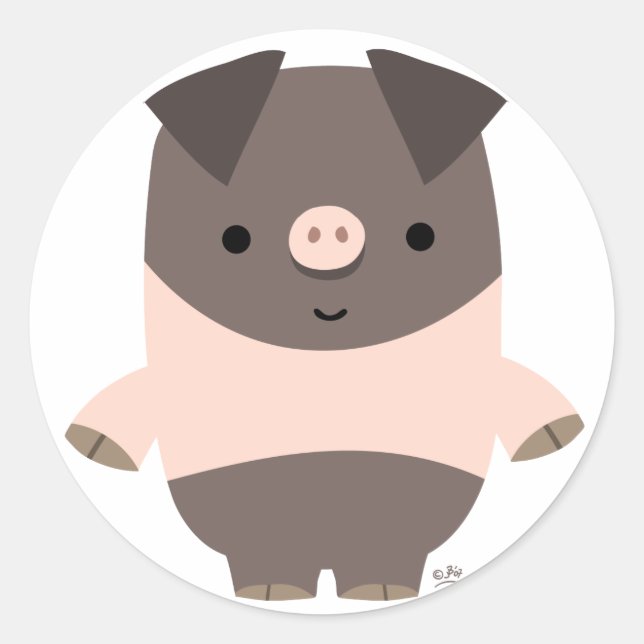 Rond Sticker pour cochon cartonné mignon (Devant)