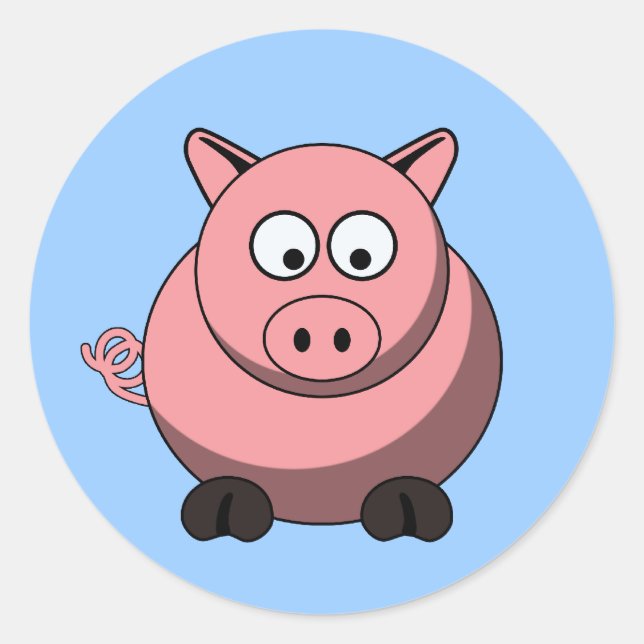 Rond Sticker pour cochon de dessin (Devant)