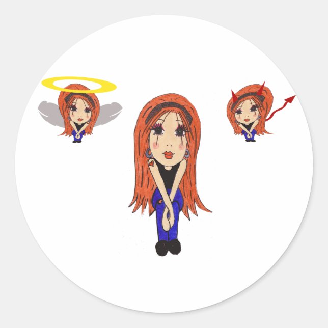Rond Sticker pour dessin Diable et Angel (Devant)