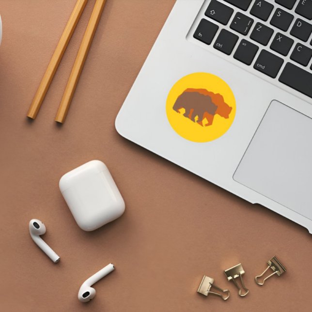 Rond Sticker pour deux ours Brown (Créateur téléchargé)