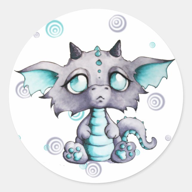 Rond Sticker pour dragon Bébé mignon (Devant)