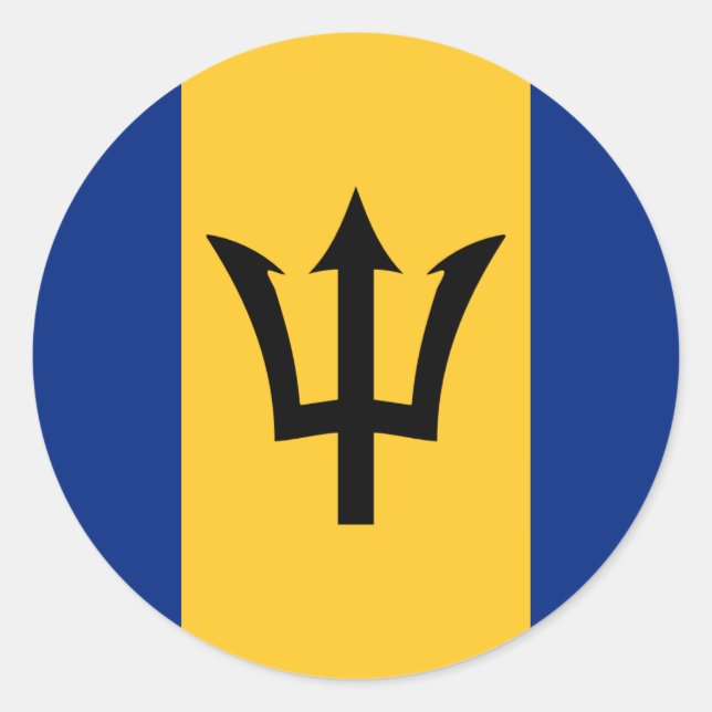 Rond Sticker pour drapeau de Barbade (Devant)