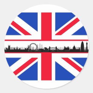 Rond Sticker pour drapeau de London Eye Skyline Union J