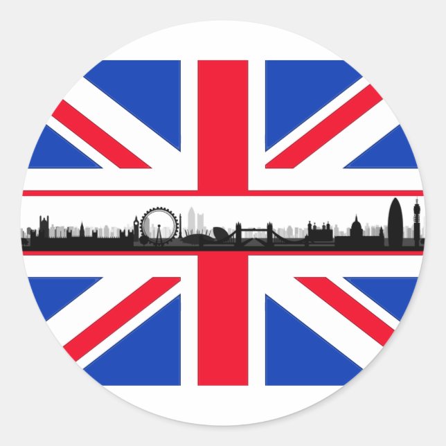 Rond Sticker pour drapeau de London Eye Skyline Union J (Devant)
