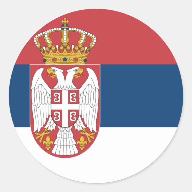 Rond Sticker pour drapeau de Serbie (Devant)