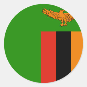 Rond Sticker pour drapeau de Zambie