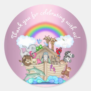 ROND STICKER POUR ENFANTS ANIMAUX DE NOAHS ARK ZOO