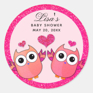 Rond Sticker pour enveloppe de phoque à double bol rose