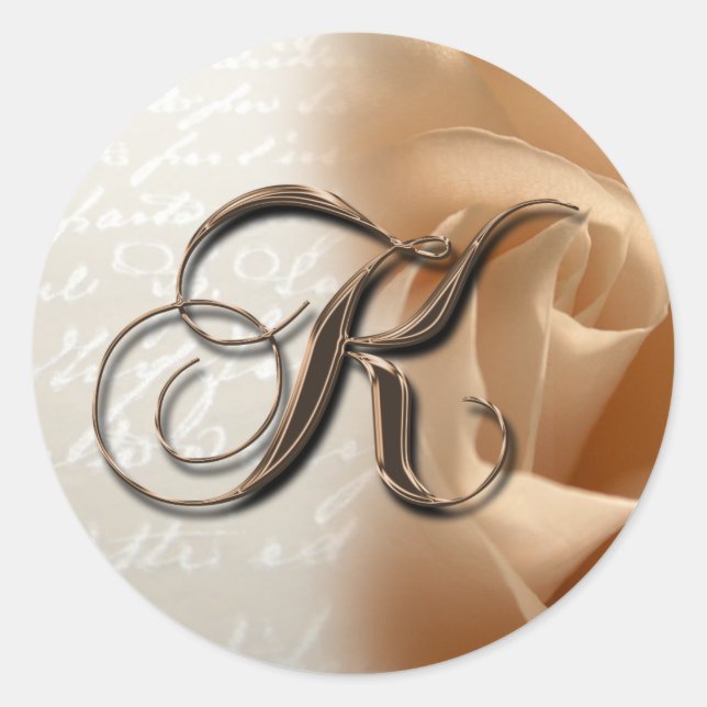 Rond Sticker pour enveloppe Mariage monogramme (Devant)