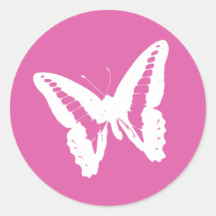 Rond Sticker pour enveloppes papillon rose Bubblegum