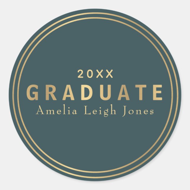 Rond Sticker pour enveloppes pour diplômés d'or (Devant)