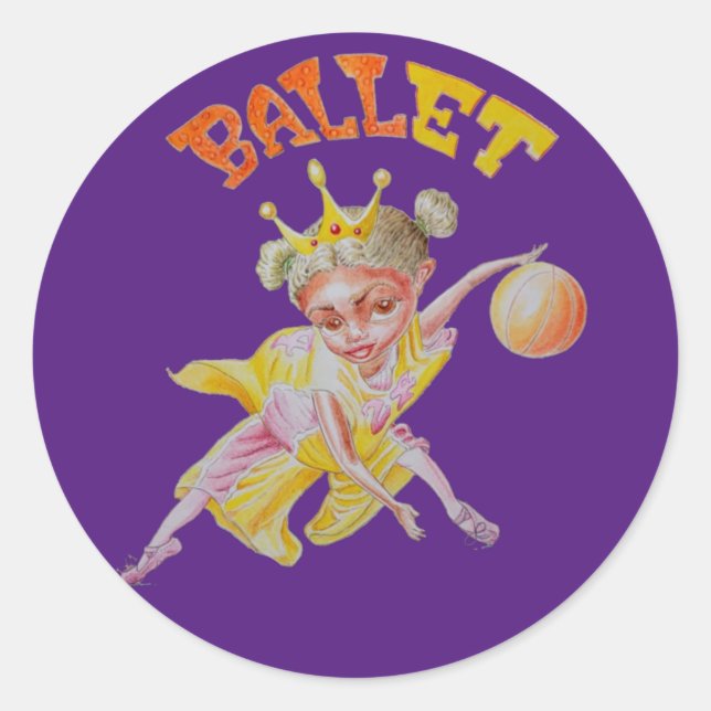 Rond Sticker pour fille de basket-ball de ballet (Devant)