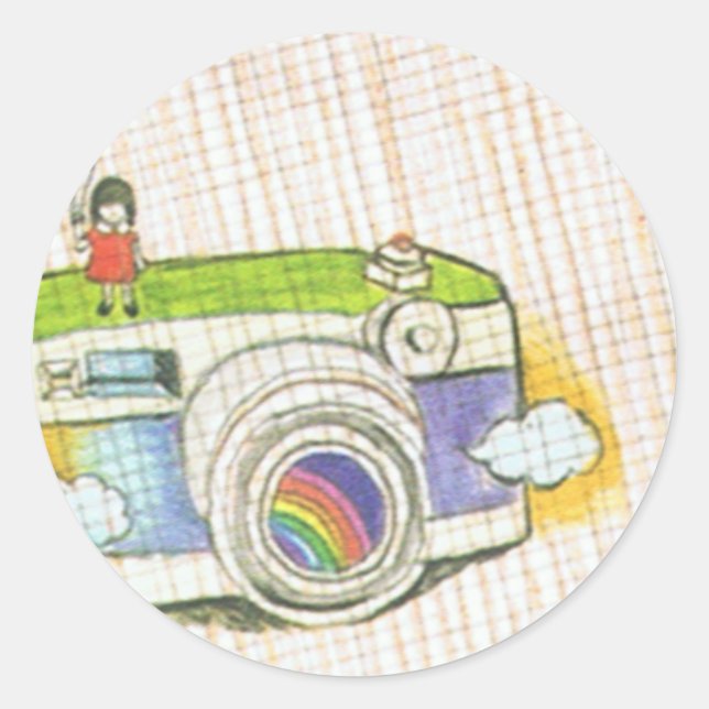 Rond Sticker Pour Fille Et Caméra (Devant)