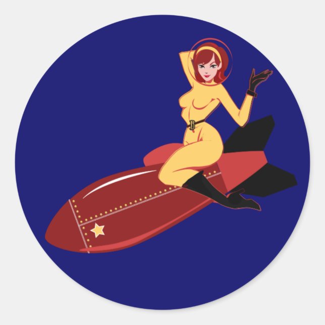 Rond Sticker pour fille spatiale (Devant)