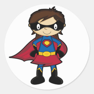 Rond Sticker pour fille Superhero