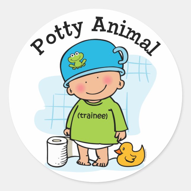 Rond Sticker pour garçon animal potty (Devant)