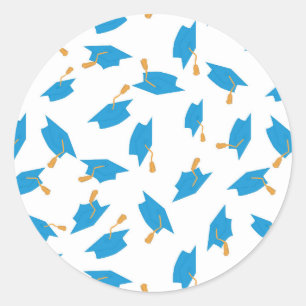 Rond Sticker pour graduation bleu et or