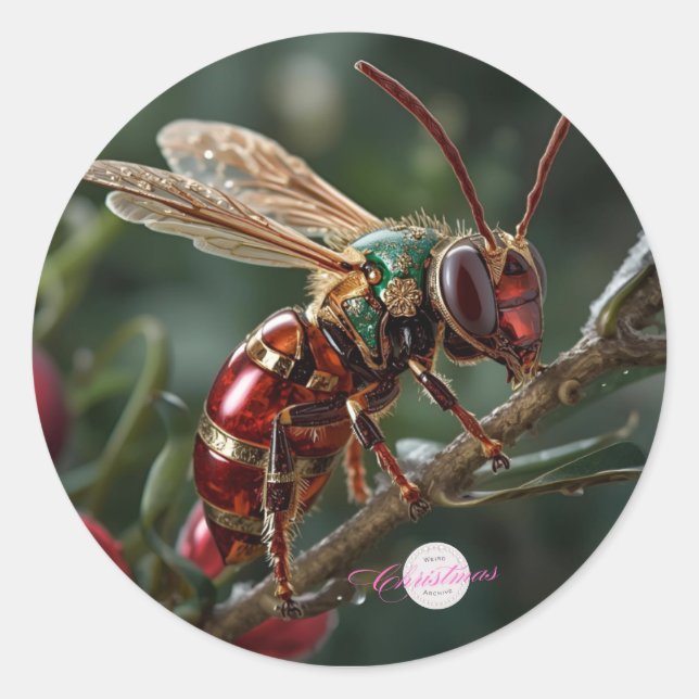 Rond Sticker pour insectes de vacances bizarre et magni (Devant)