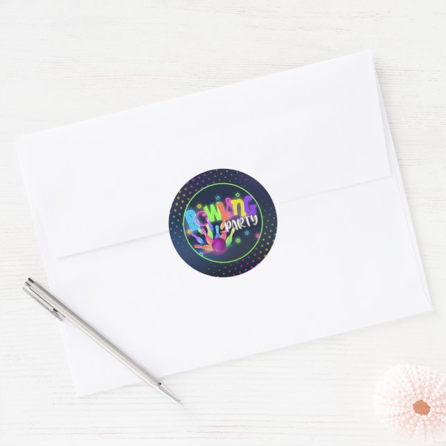 Rond Sticker pour la fête d'anniversaire de Bowling - N (Enveloppe)
