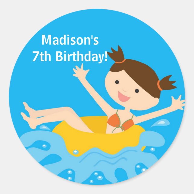 Rond Sticker pour la fête de la piscine (Devant)