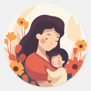 Rond Sticker pour la fête des mères - Loving Embrace De