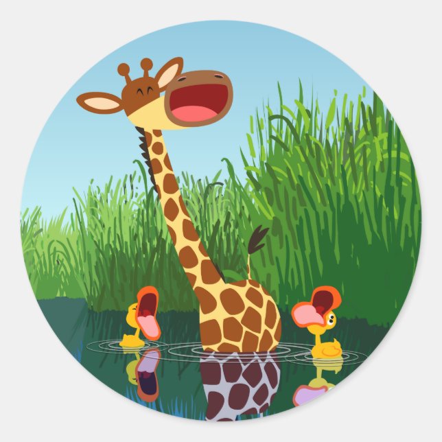 Rond Sticker pour la Giraffe et le collier de cartons m (Devant)