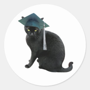 Rond Sticker pour la graduation en chats noirs