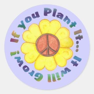 Rond Sticker pour la paix plante