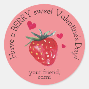 Rond Sticker pour la Saint-Valentin aux fraises sucrées