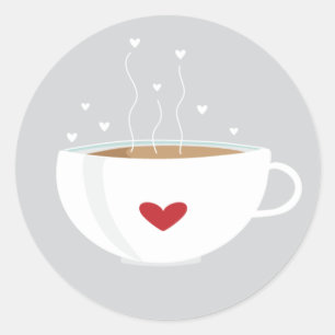 Rond Sticker pour l'amour du café en gris