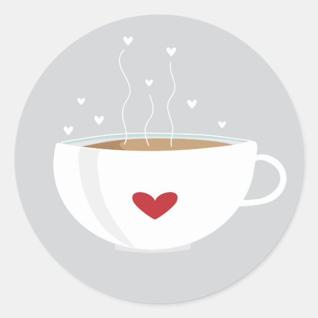 Rond Sticker pour l'amour du café en gris (Devant)