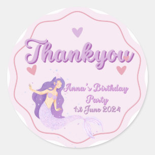 Rond Sticker pour l'anniversaire de la mignonne sirène