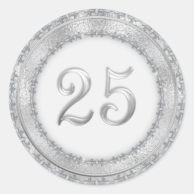 Rond Sticker pour l'anniversaire du Mariage d'argent (Devant)