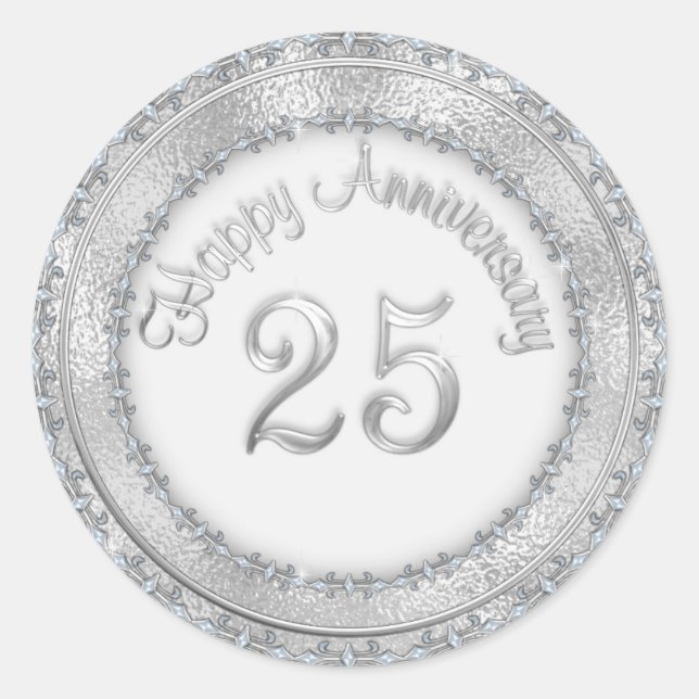 Rond Sticker pour l'anniversaire du Mariage d'argent (Devant)