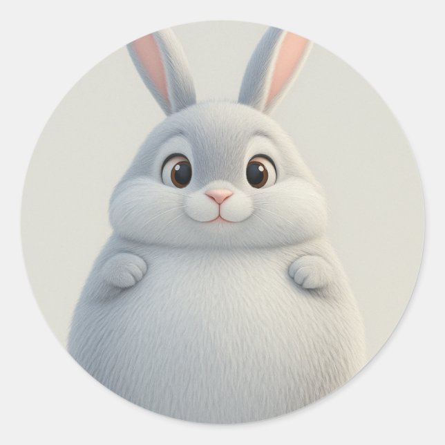 Rond Sticker pour lapin de dessin doux et adorable (Devant)