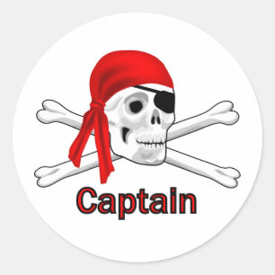 Rond Sticker pour le crâne et les os du capitaine pirat
