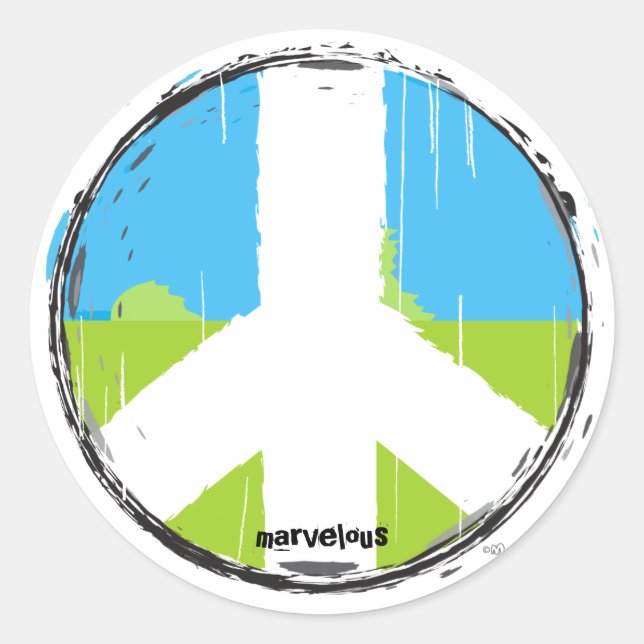 Rond Sticker pour le signe de paix no2 (Devant)