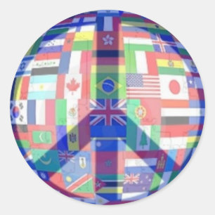 Rond Sticker pour les drapeaux de la paix et du monde