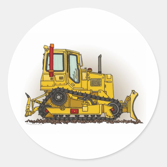 Rond Sticker pour les enfants pour le grand bulldozer (Devant)
