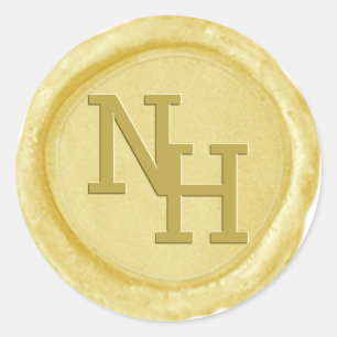 Rond Sticker pour les initiales de sceau de cire jaune 