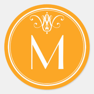 Rond Sticker pour monogramme orange de Tangerine