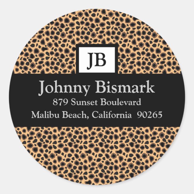Rond Sticker pour monogramme papier Cheetah (Devant)