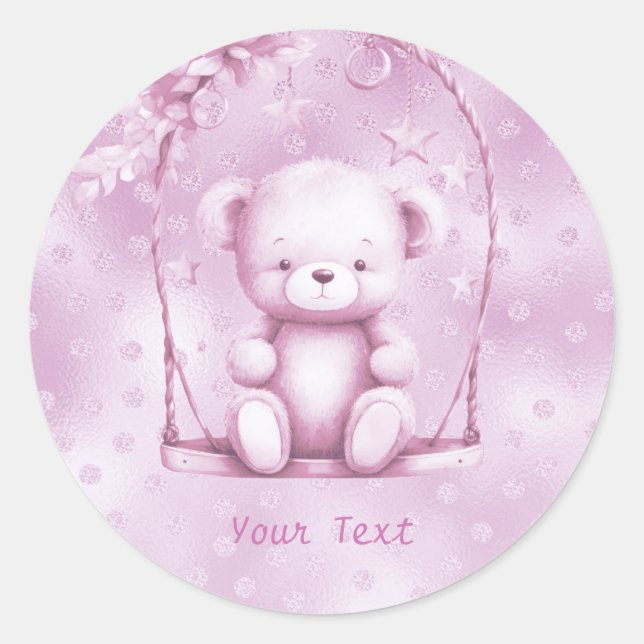 Rond Sticker pour ours en peluche rose (Devant)
