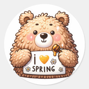Rond Sticker pour ours mignon au printemps