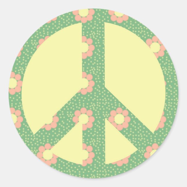 Rond Sticker pour panneau de paix à fleurs (Devant)